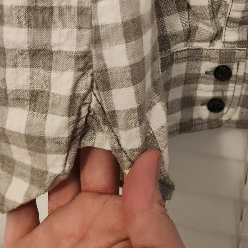 J. Crew Womens Boy Fit Gingham Popover Poplin Shirt Size Small